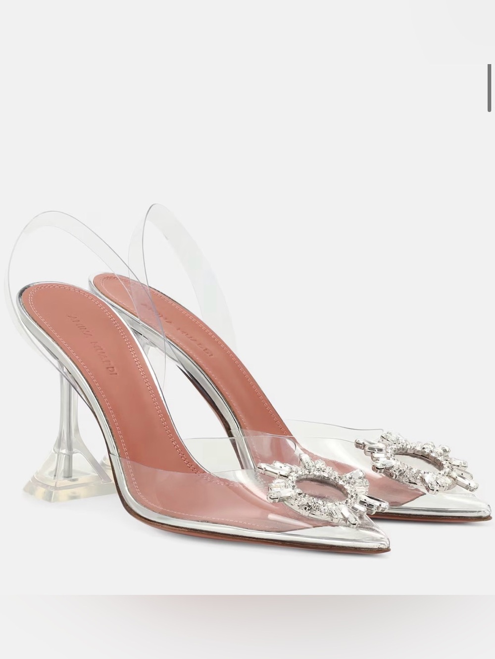 Amina Muaddi Begum Clear Crystal Slingback Pumps